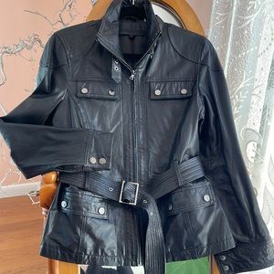 Kenneth Cole genuine leather belted jacket